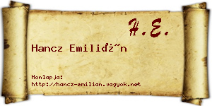 Hancz Emilián névjegykártya